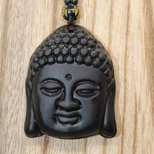 Black Obsidian Buddha Head Pendant